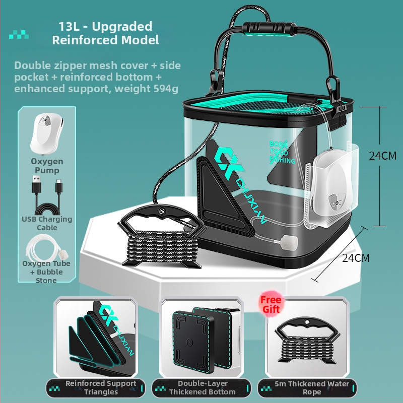 Dzīvo zivju spainis, saliekams, caurspīdīgs EVA dizains makšķerēšanai; svars 0.5 kg
