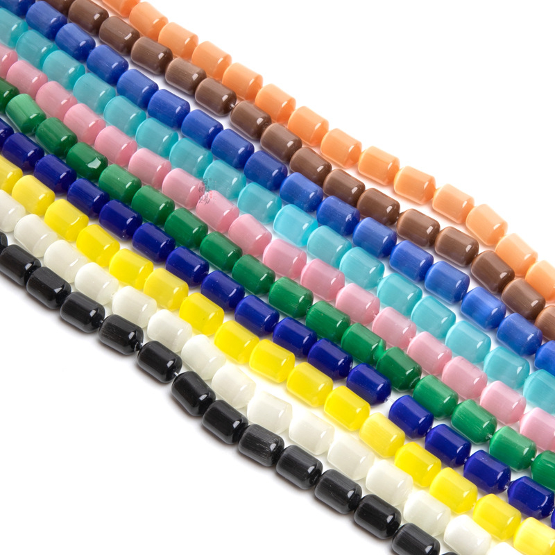 Perle mačjeg oka, staklene cilindrične perle za DIY nakit, 10×14 mm