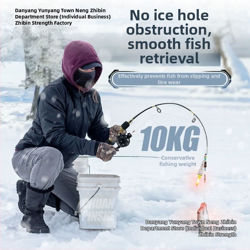 Ledus makšķerēšanas nūja, pārnēsājama, ar iepriekš piesienotu līniju un iekļauto spoli, pilns komplekts