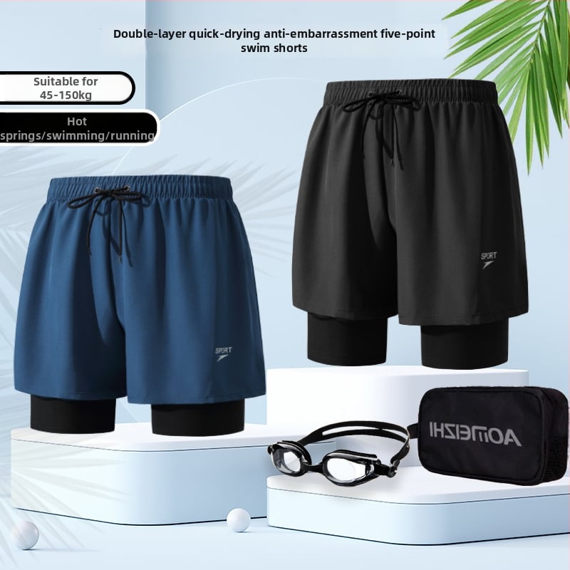 Unisex divslāņu vaļīgi peldkostīmu šorti, poliestera-spandeks maisījums, līdz 30% spandeksa, bokser styling