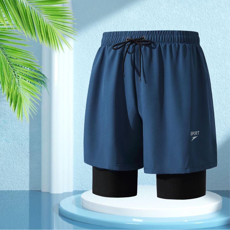 Unisex divslāņu vaļīgi peldkostīmu šorti, poliestera-spandeks maisījums, līdz 30% spandeksa, bokser styling