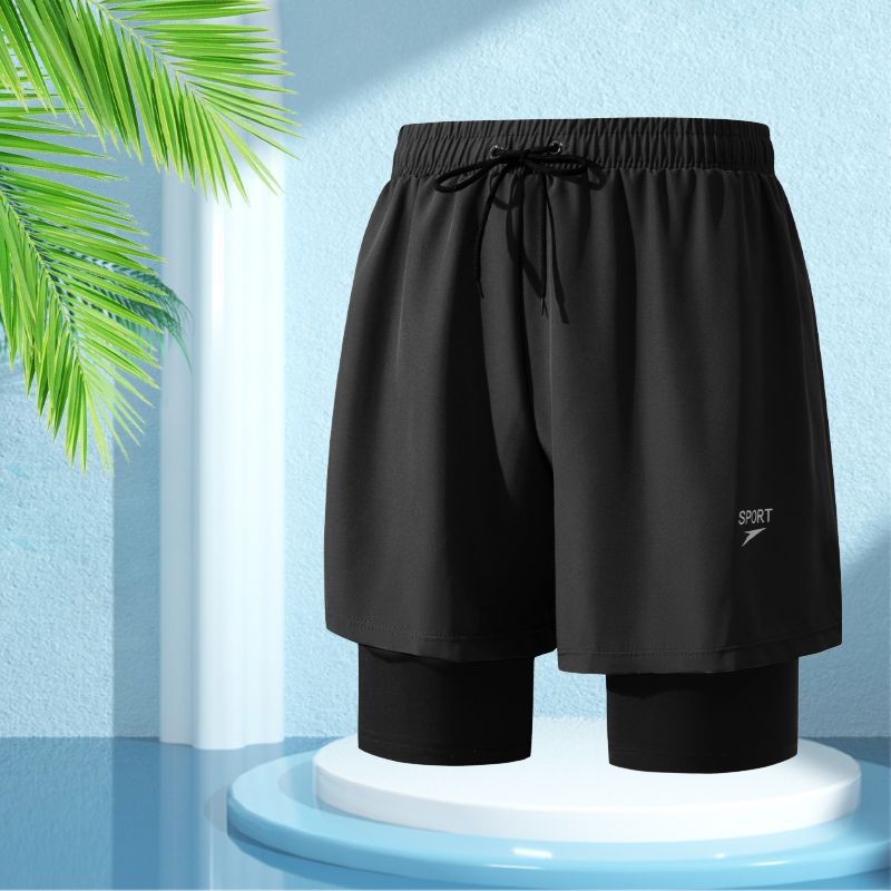 Unisex divslāņu vaļīgi peldkostīmu šorti, poliestera-spandeks maisījums, līdz 30% spandeksa, bokser styling