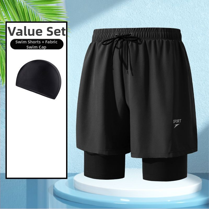 Unisex divslāņu vaļīgi peldkostīmu šorti, poliestera-spandeks maisījums, līdz 30% spandeksa, bokser styling