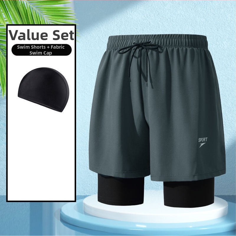 Unisex divslāņu vaļīgi peldkostīmu šorti, poliestera-spandeks maisījums, līdz 30% spandeksa, bokser styling