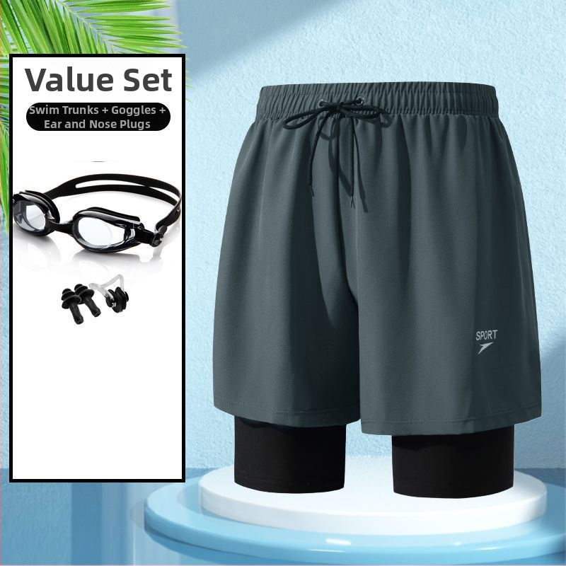 Unisex divslāņu vaļīgi peldkostīmu šorti, poliestera-spandeks maisījums, līdz 30% spandeksa, bokser styling