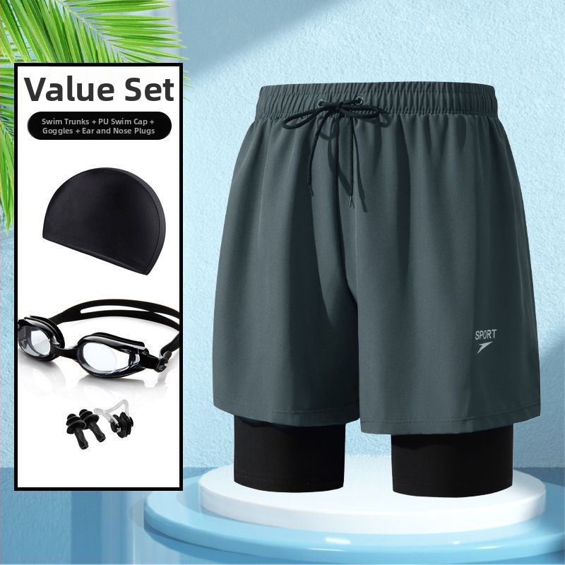 Unisex divslāņu vaļīgi peldkostīmu šorti, poliestera-spandeks maisījums, līdz 30% spandeksa, bokser styling