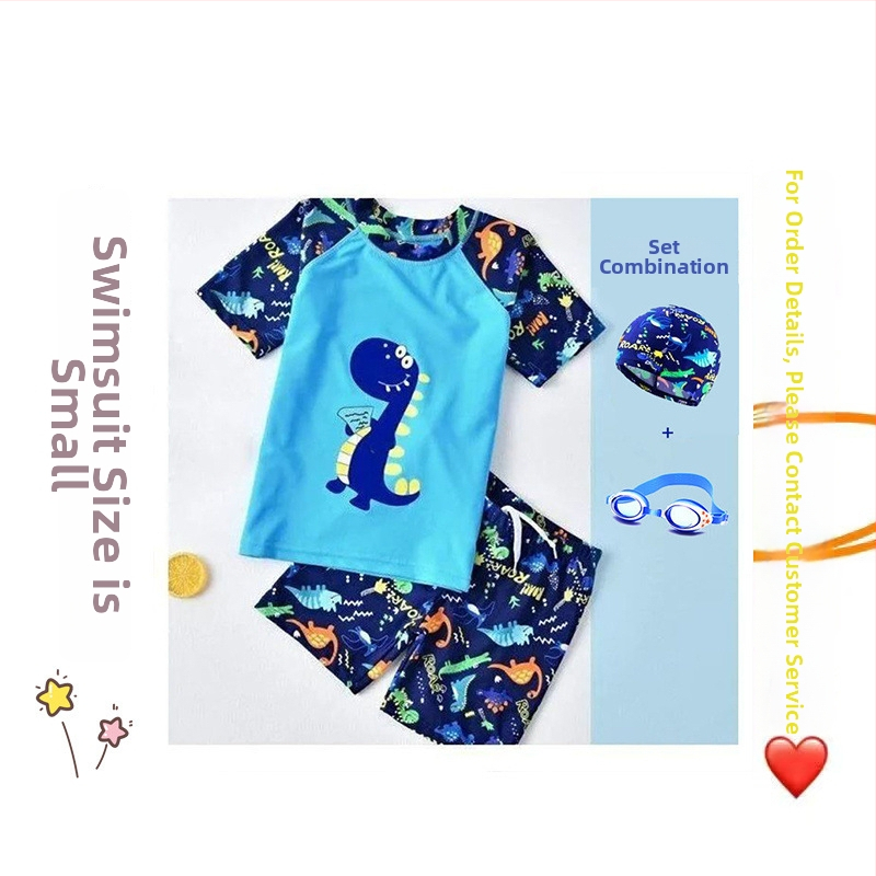 Dviejų dalių berniukų plaukimo šortai su kepure; vyresniems vaikams; medžiaga: nailonas ir vinilonas