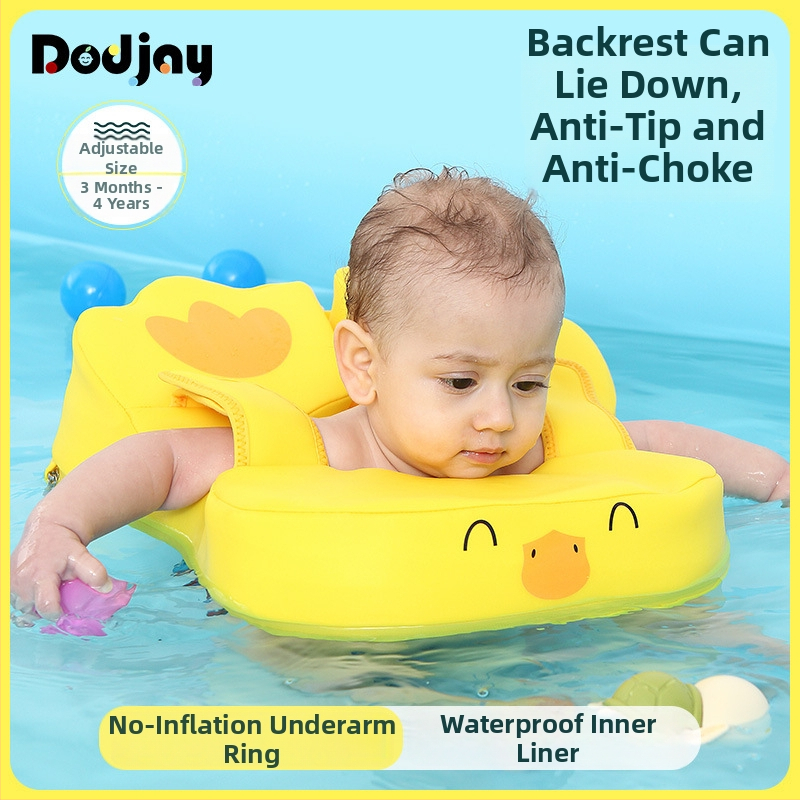 Dječji plivački prsten u obliku patke, dizajn ispod pazuha, bez napuhavanja, brzo suši, Dodjay
