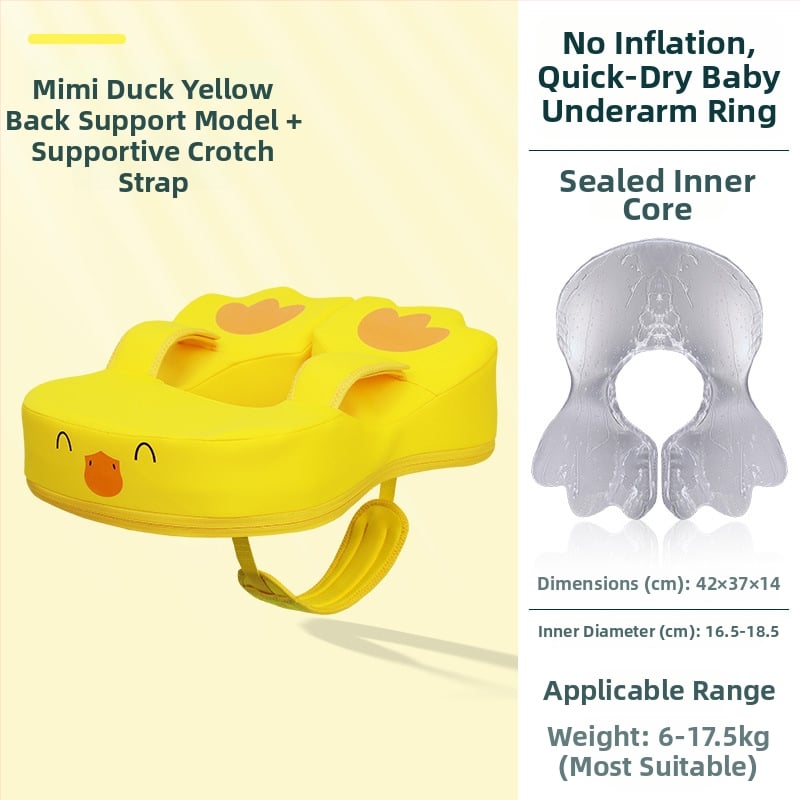 Dječji plivački prsten u obliku patke, dizajn ispod pazuha, bez napuhavanja, brzo suši, Dodjay