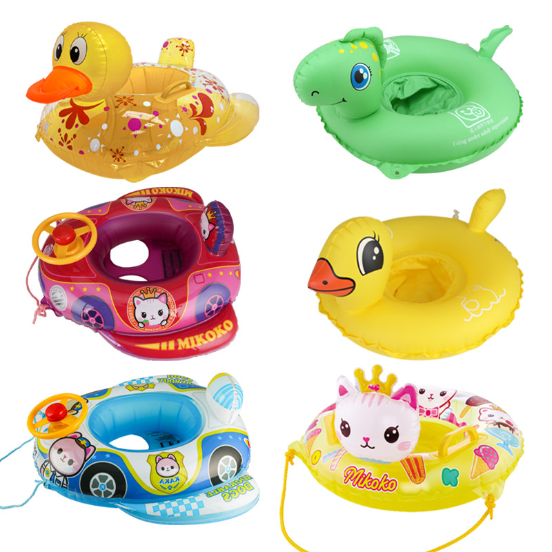 Dječji plivački prsten PVC s karikaturnim uzorkom, podrška ispod pazuha i sjedalo, za djecu 1–5 godina