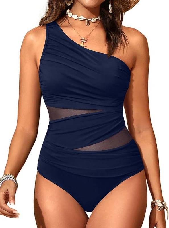 Sievietēm viengabala peldkostīms, vienkrāsains, ar pildītiem krūšu kausiem, bez metāla atbalsta, nailons 82%, poliestera oderē ar 20% elastānu, auduma svars 240 g/m², bez piedurknēm