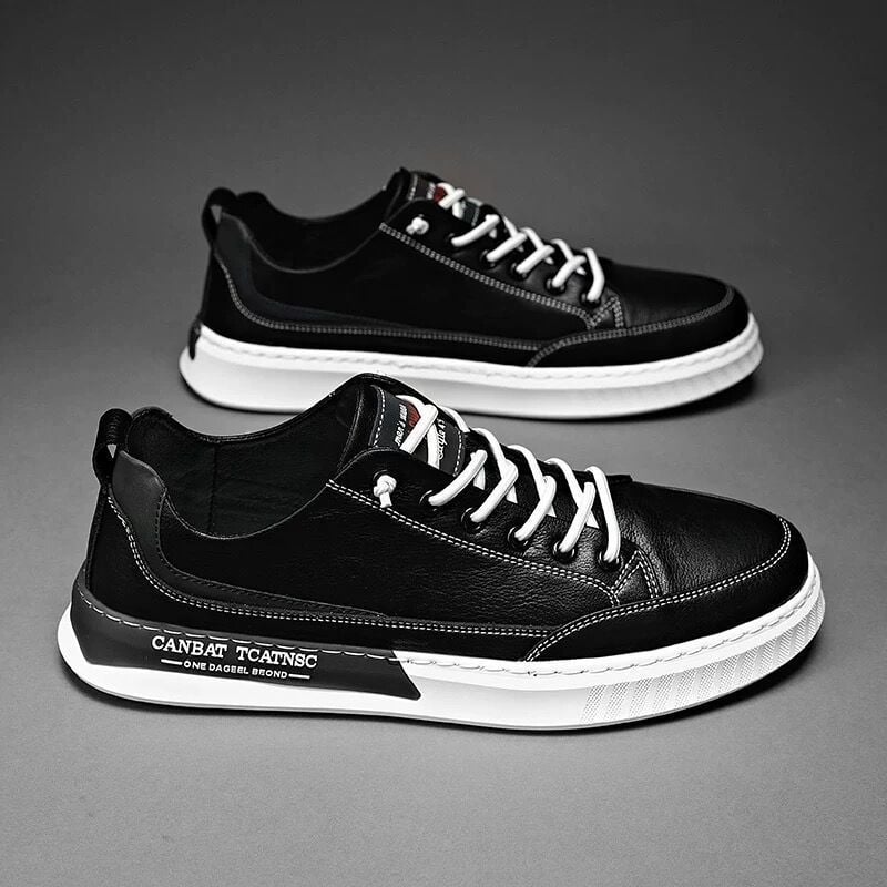 Vyriski skate bateliai iš dviejų sluoksnių karvų odos, smailus pirštas, žemas viršus, gumos padas, PU įdėklas