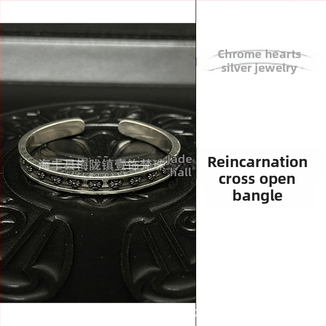 Apyrankė su kryžiumi ir kauliukų pakabuku, 925 sidabras, unisex, hip-hop stilius