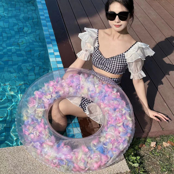 Naduvani plivački prsten za odrasle, debeli PVC, potpuno proziran, ekološki materijal, s logom