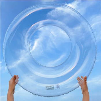 Naduvani plivački prsten za odrasle, debeli PVC, potpuno proziran, ekološki materijal, s logom