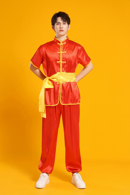 Etniniai trumposdrabu komplektas drakonų ir liūto šokiams, juosmens būgnų kostiumas, kovos menai, Yangko - Chenille audinys su Spandex, unisex, 2023 m. rudens leidimas, tinka 25–29 metų