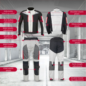 Unisex motociklų važiavimo komplektas – atsparus vandeniui ir šiltas žiemos komplektas, Oxford audinys, dryžuotas raštas, skirtas važiavimui