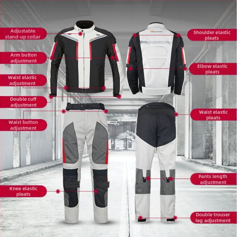 Unisex motociklų važiavimo komplektas – atsparus vandeniui ir šiltas žiemos komplektas, Oxford audinys, dryžuotas raštas, skirtas važiavimui