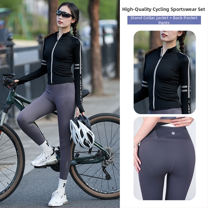 Unisex kelio dviratininkų komplektas – drėgmės pašalinimas, greitas džiovinimas, dryžuotas raštas, rudens sezonas