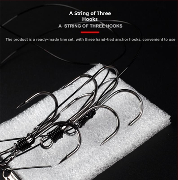 Fishing Hook Set: String and Anchor Hooks for Carp and Spearfish, No Barbs