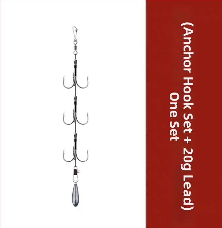 Fishing Hook Set: String and Anchor Hooks for Carp and Spearfish, No Barbs