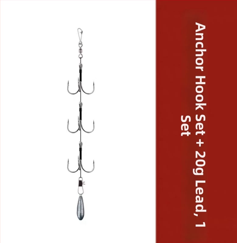 Fishing Hook Set: String and Anchor Hooks for Carp and Spearfish, No Barbs