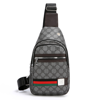 Férfi mellkas táska, PU anyag, geometriai minta, poliészter bélés, utazáshoz