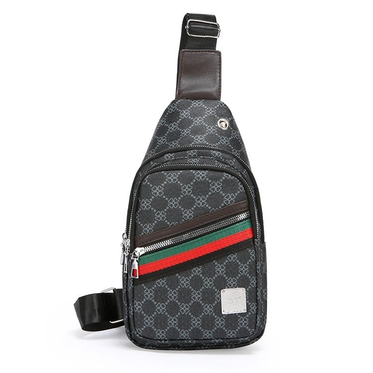 Férfi mellkas táska, PU anyag, geometriai minta, poliészter bélés, utazáshoz