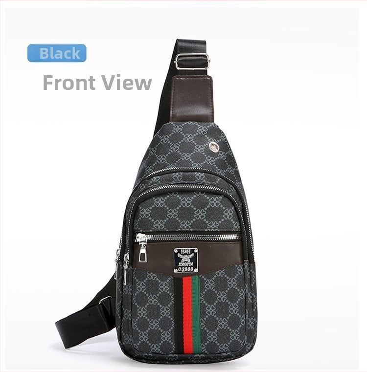 Férfi mellkas táska, PU anyag, geometriai minta, poliészter bélés, utazáshoz