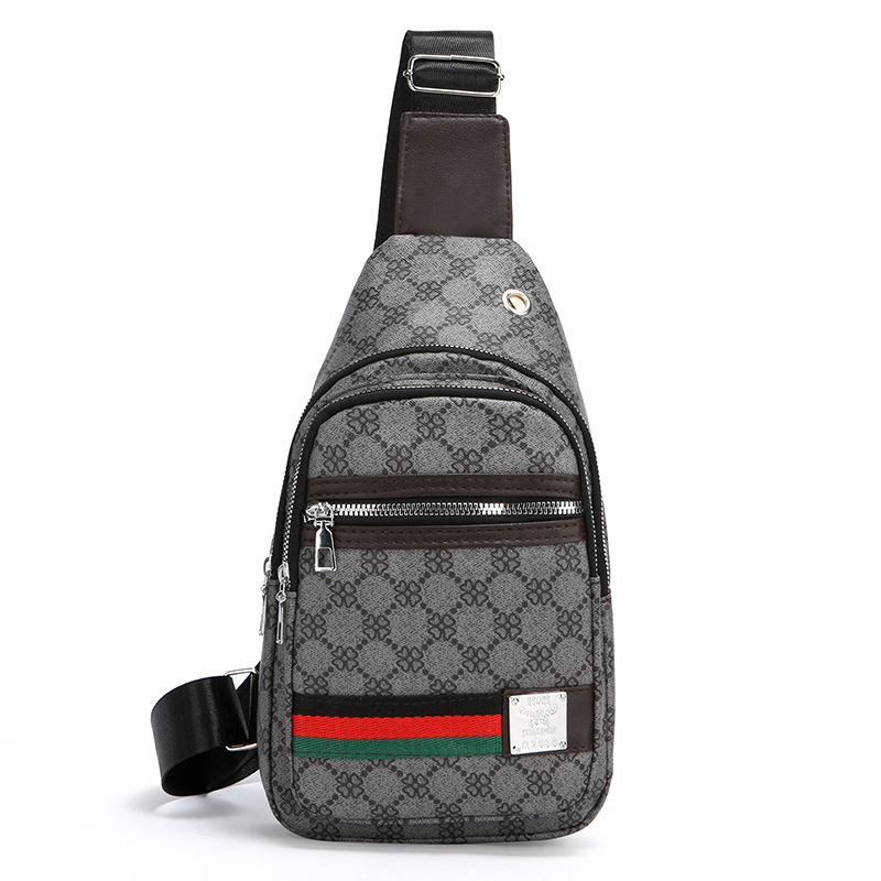 Férfi mellkas táska, PU anyag, geometriai minta, poliészter bélés, utazáshoz