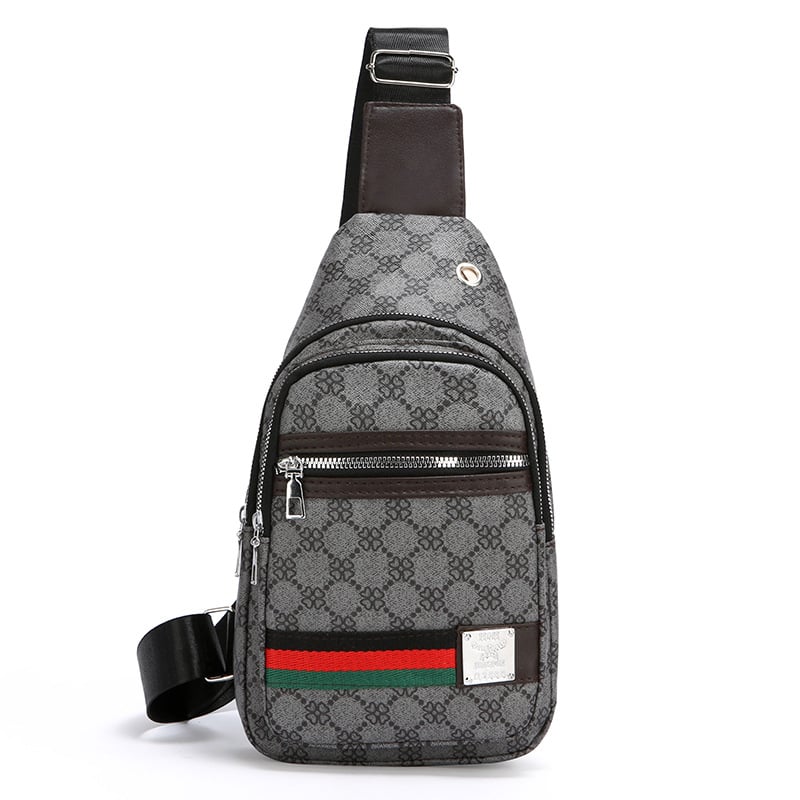 Férfi mellkas táska, PU anyag, geometriai minta, poliészter bélés, utazáshoz