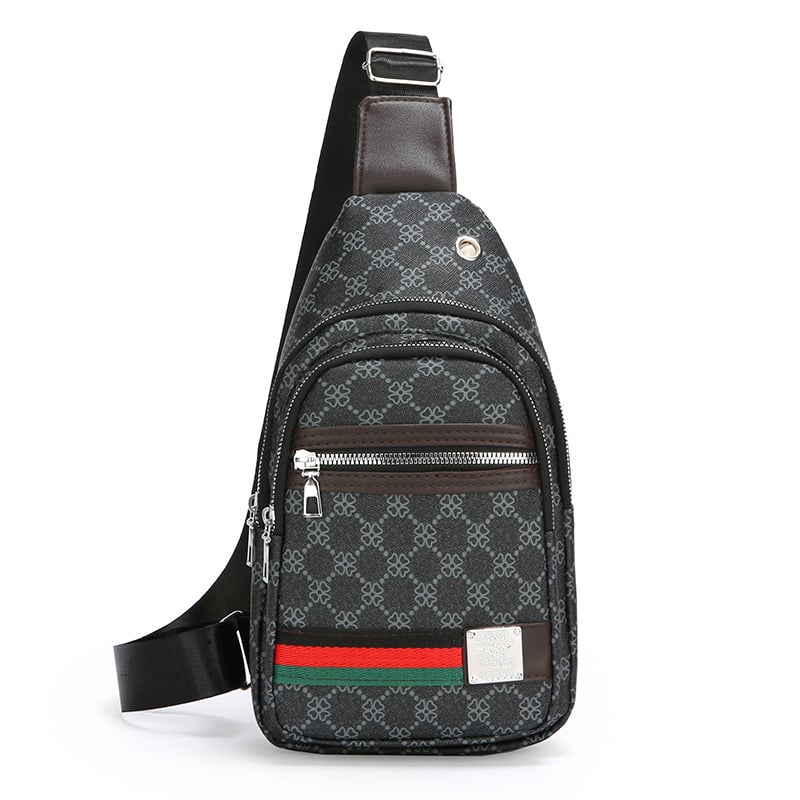 Férfi mellkas táska, PU anyag, geometriai minta, poliészter bélés, utazáshoz