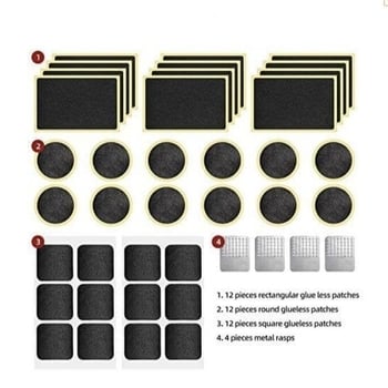 Plastikinis dviračio padangos remonto rinkinys be klijų, su demontavimo įrankiais ir remonto priemonėmis