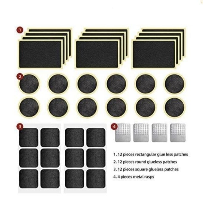 Plastikinis dviračio padangos remonto rinkinys be klijų, su demontavimo įrankiais ir remonto priemonėmis