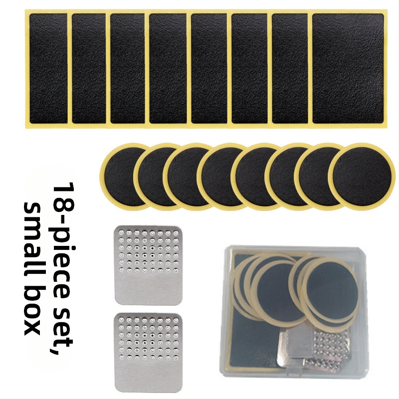 Plastikinis dviračio padangos remonto rinkinys be klijų, su demontavimo įrankiais ir remonto priemonėmis