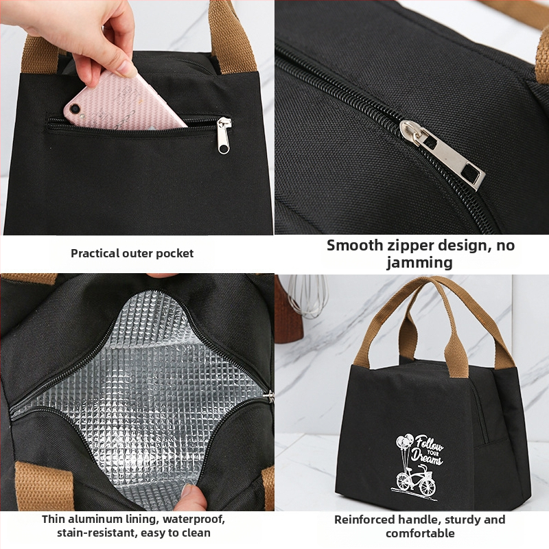 BNRU Kórejský štýl tašky na obed so tepelnou izoláciou, vodeodolná, moderný minimalistický štýl, model 006