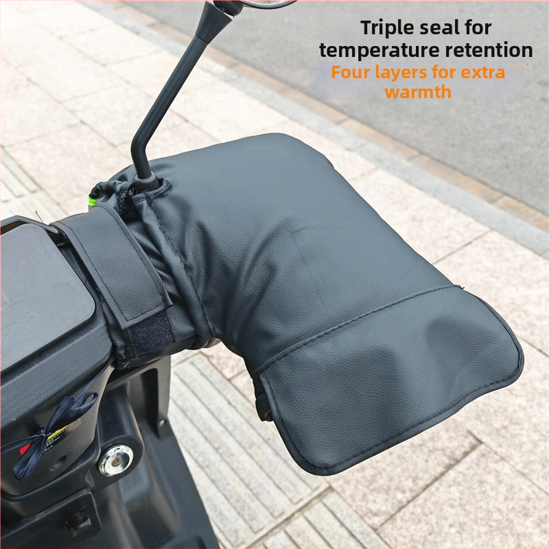 Калъф за кормило на електрически мотоциклет, зимна изолация, ветроустойчив и водоустойчив, подплатен с флис, удебелен за топлина