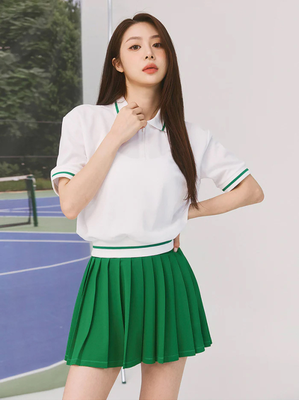 Plisuota sportinė sijonė su viršutine - komplektas moterims; Nailonas/Elastanas 75/25; Pamušalas: elastanas 20%; Sezonos: pavasaris/vasara/ruduo