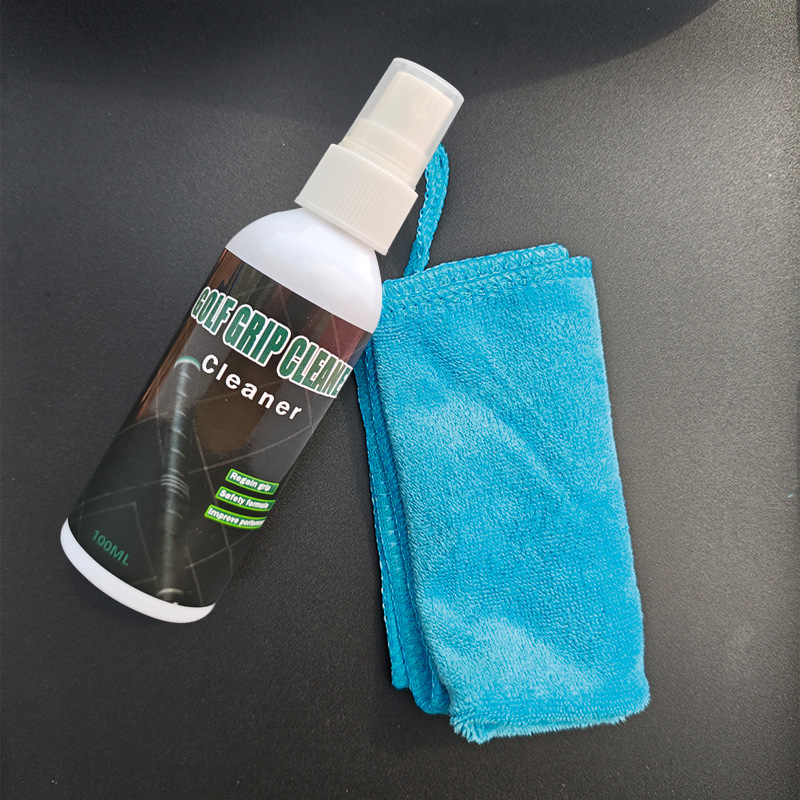 Golfa kluba tīrītājs – virsmas sprejs dzelzs klubu un puttera tīrīšanai; noņem netīrumus, zāli un smiltis; svars 150 g; logotipa drukāšana pieejama; pielāgošana