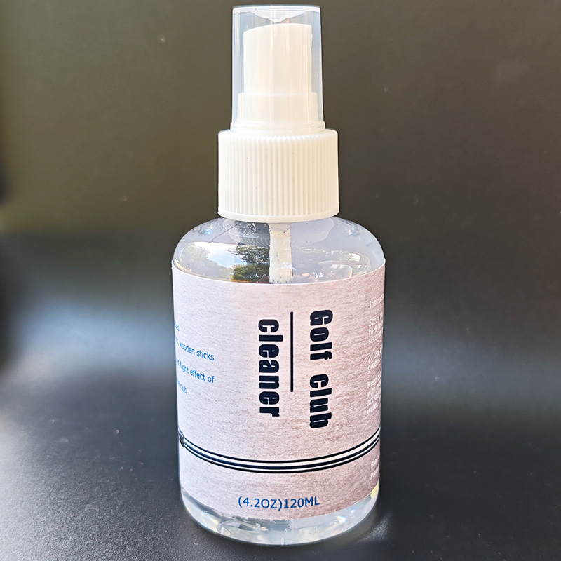 Golfa kluba tīrītājs – virsmas sprejs dzelzs klubu un puttera tīrīšanai; noņem netīrumus, zāli un smiltis; svars 150 g; logotipa drukāšana pieejama; pielāgošana