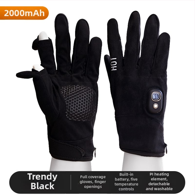 Elektriskās apkures cimdi – Uzlādējami, Flīsa materiāls, Unisex, Slēpošanai