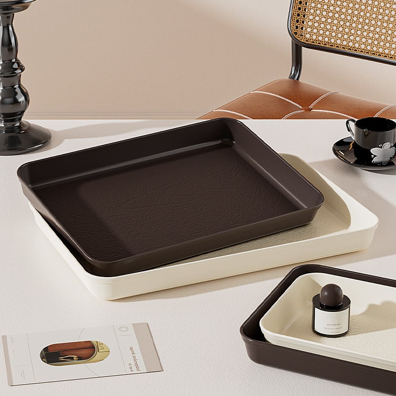 Plastmasas taisnstūra trauks ar koka graudu imitāciju, retro stils, PP materiāls, piemērots ēdienam un dzērieniem, nav mikroviļņu drošs