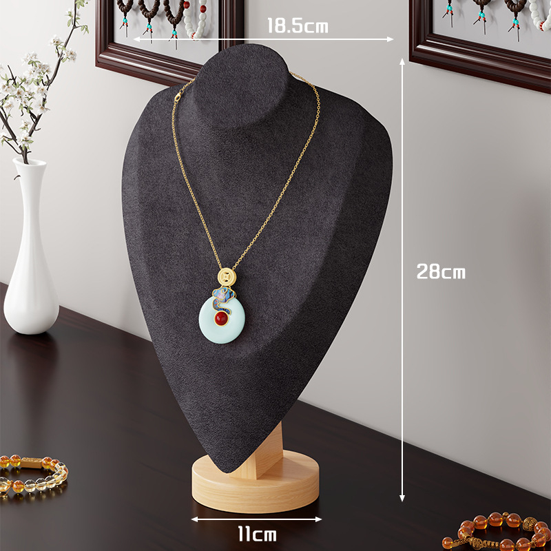 Suport de afișare coliere pentru birou — Raft bijuterii, Lemn de pin + țesătură, Stil modern minimalist, Un nivel