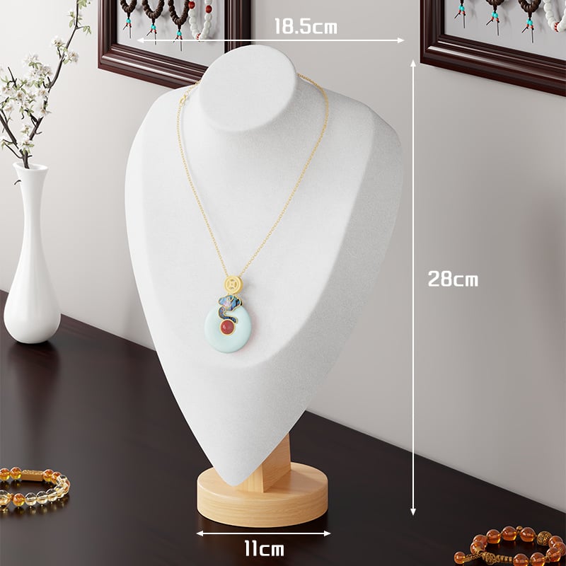 Suport de afișare coliere pentru birou — Raft bijuterii, Lemn de pin + țesătură, Stil modern minimalist, Un nivel