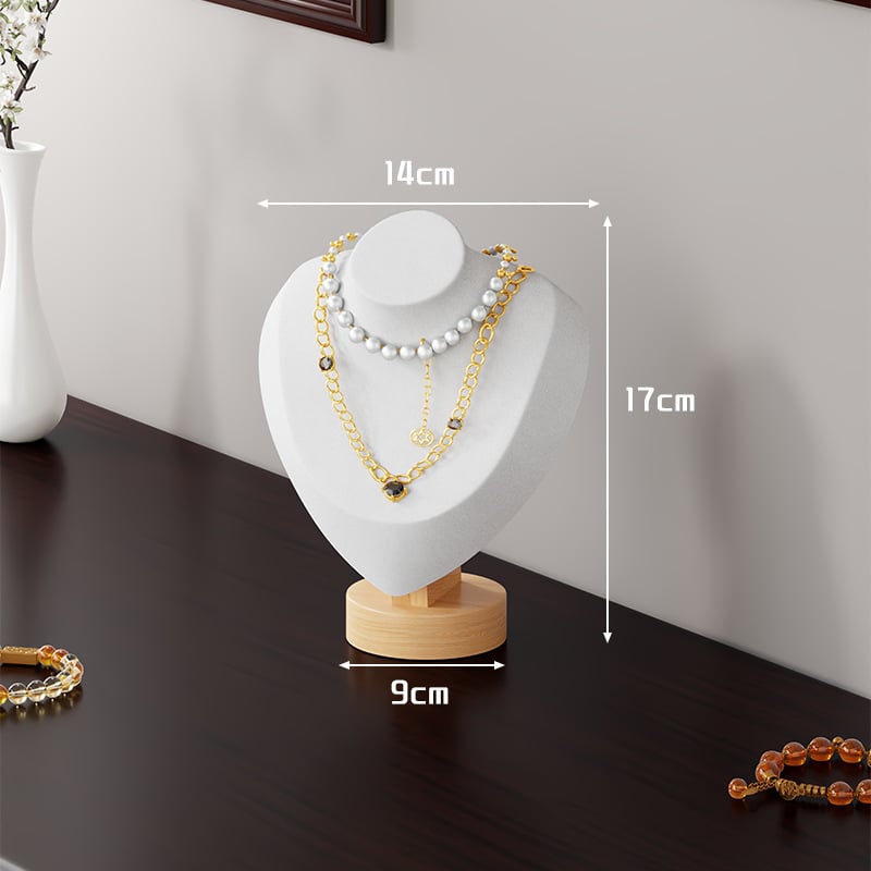 Suport de afișare coliere pentru birou — Raft bijuterii, Lemn de pin + țesătură, Stil modern minimalist, Un nivel