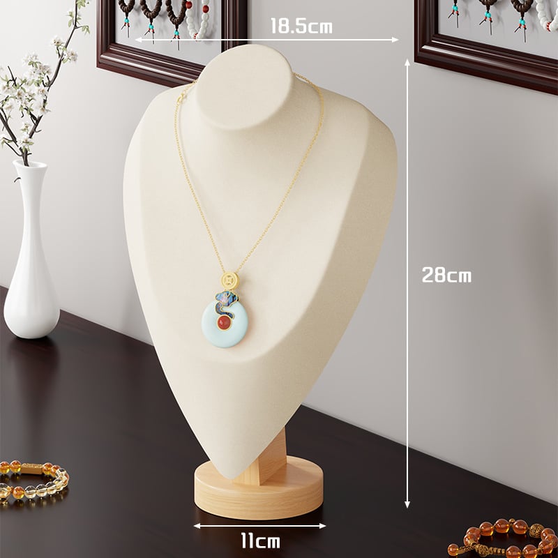 Suport de afișare coliere pentru birou — Raft bijuterii, Lemn de pin + țesătură, Stil modern minimalist, Un nivel