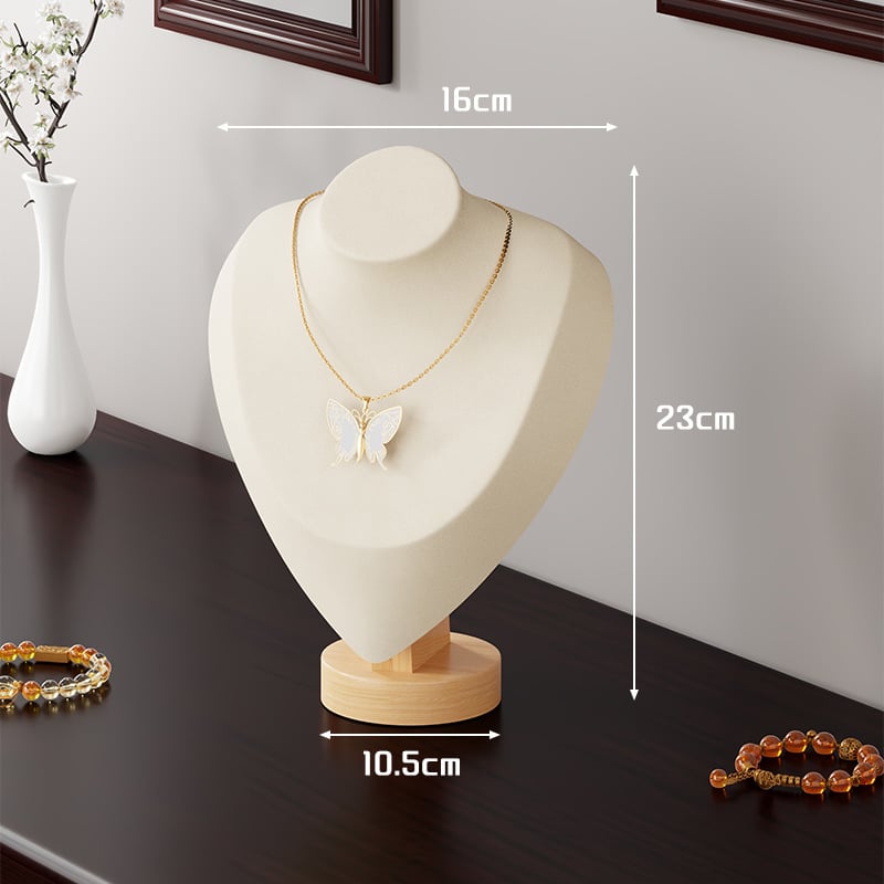 Suport de afișare coliere pentru birou — Raft bijuterii, Lemn de pin + țesătură, Stil modern minimalist, Un nivel