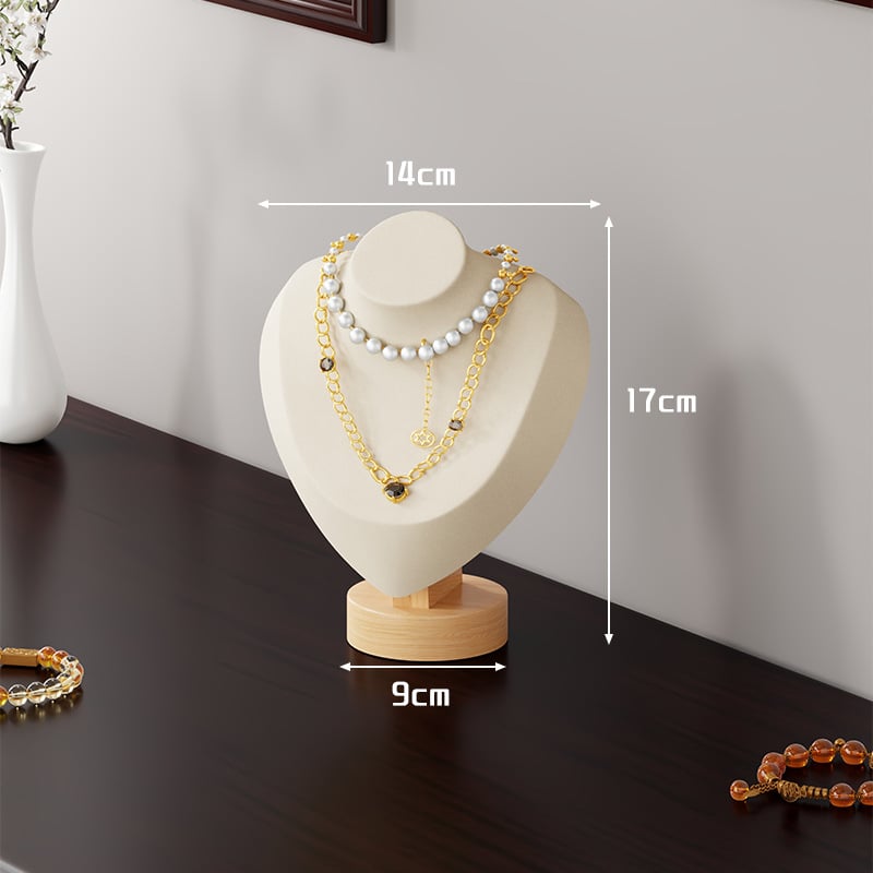 Suport de afișare coliere pentru birou — Raft bijuterii, Lemn de pin + țesătură, Stil modern minimalist, Un nivel