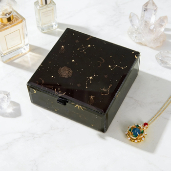 Cutie de bijuterii Jiayue, din sticlă, cu model de nori norocoși, cu un singur nivel, model 001BH24062805E, personalizabil