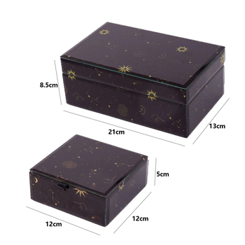 Cutie de bijuterii Jiayue, din sticlă, cu model de nori norocoși, cu un singur nivel, model 001BH24062805E, personalizabil